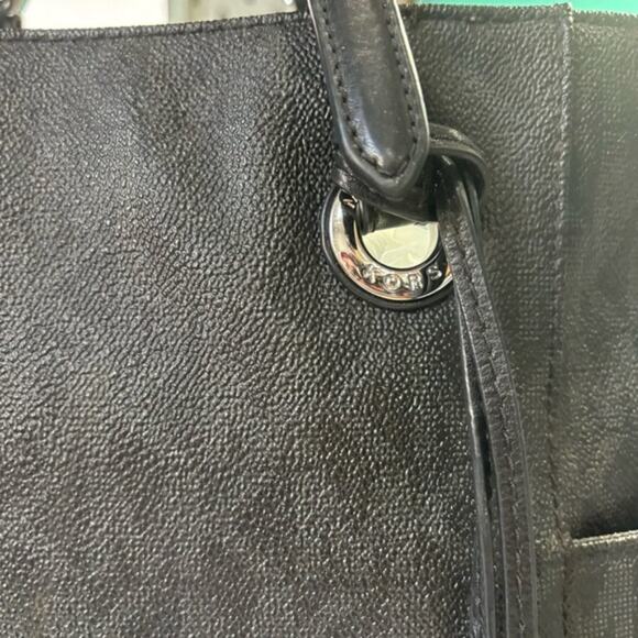 MICHAEL KORS Jet Set Monogram Black PVC Canvas & Leather Logo Medium Tote - Picture 5 of 9